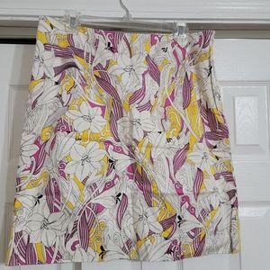 WD.NY Skirt 14 White Pink and Yellow Bold Floral Graphic Print